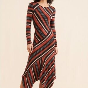 Anthropologie Maeve long sleeve multi stripe knit midi dress - size Medium (M)